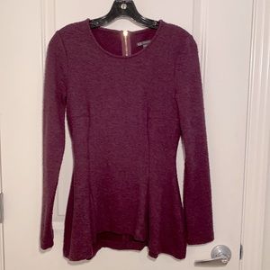 Armani Exchange Stretch Peplum Shirt, eggplant color, size XS.
